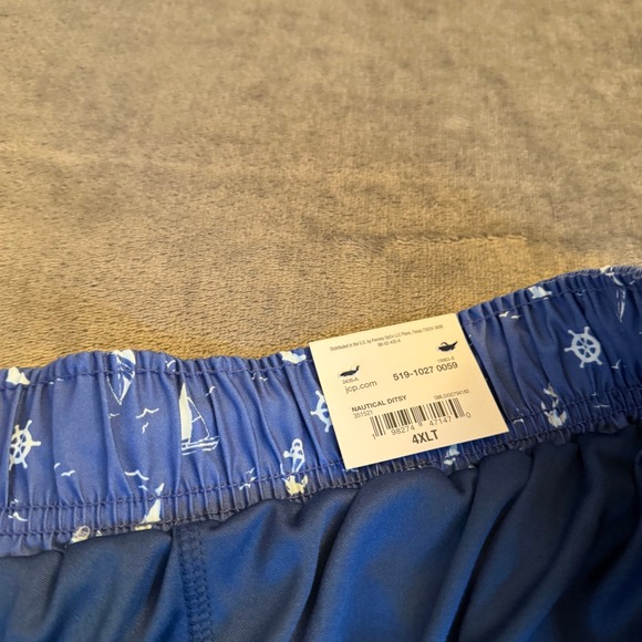 St Johns Bay Swim Trunks Mens 4XLT Blue Nautical Sailboat Anchor Elastic Waist - Picture 5 of 13